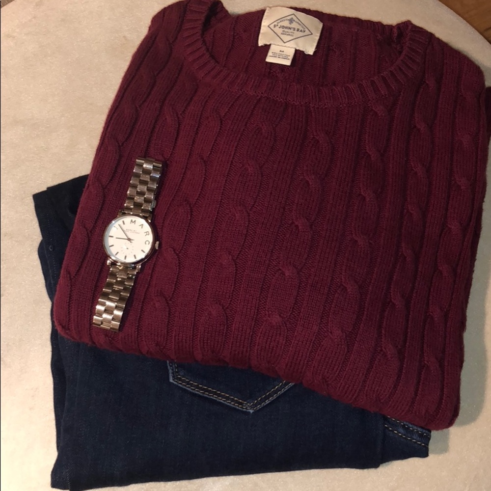 Classic Burgundy Cable Knit Sweater